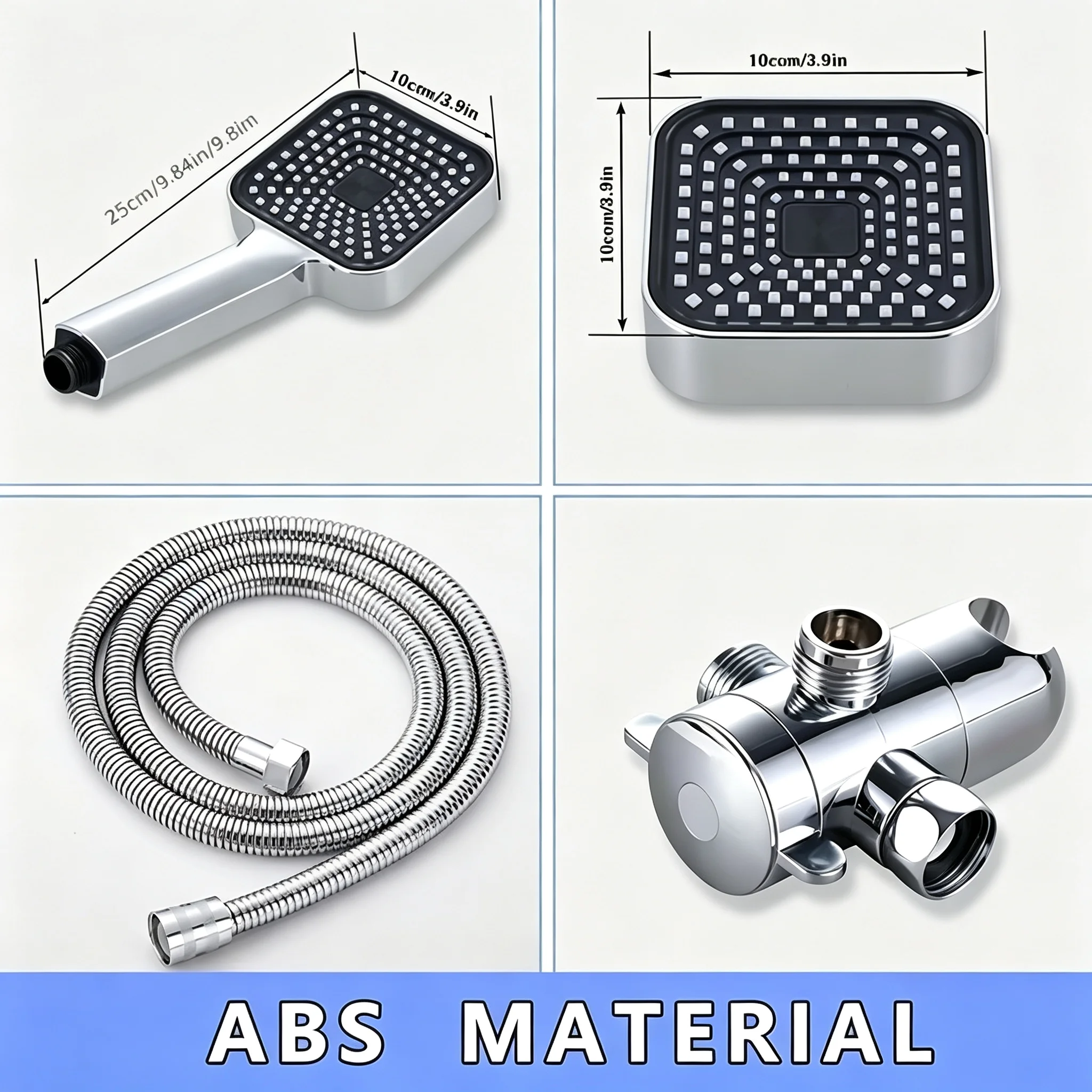

Chrome Plated Double Shower Head Kit with Handheld And Overhead Sprays Wall Install Anti-Clog Water Outlet for Powerful Bathroom