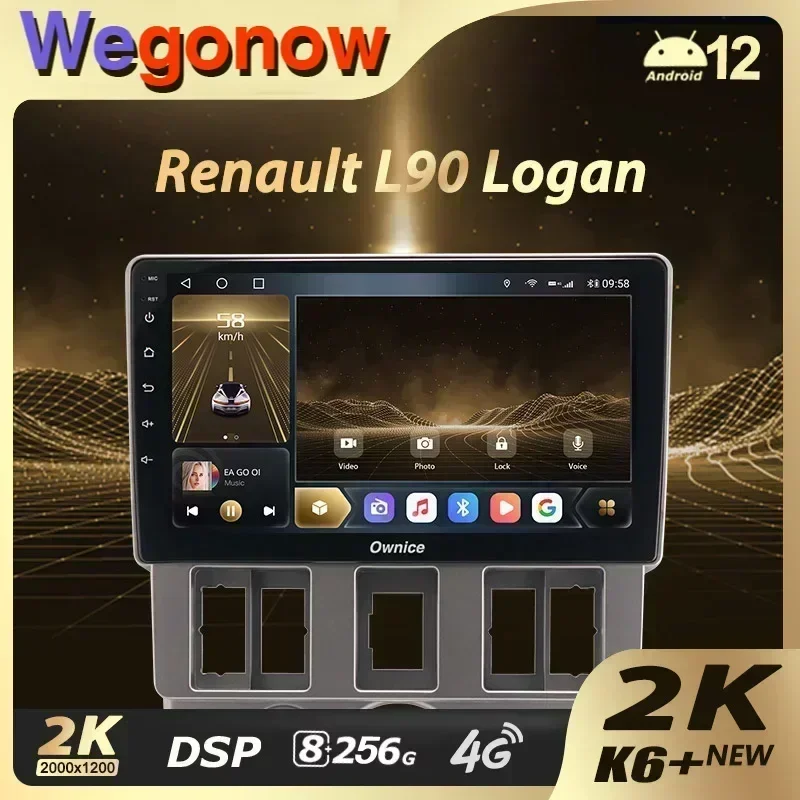 Ownice K6 + 2K 13.3 for Renault Logan 1 2004 - 2009 Car Radio Multimedia Video Player Navi Stereo GPS Android 12 No 2din 2 Din