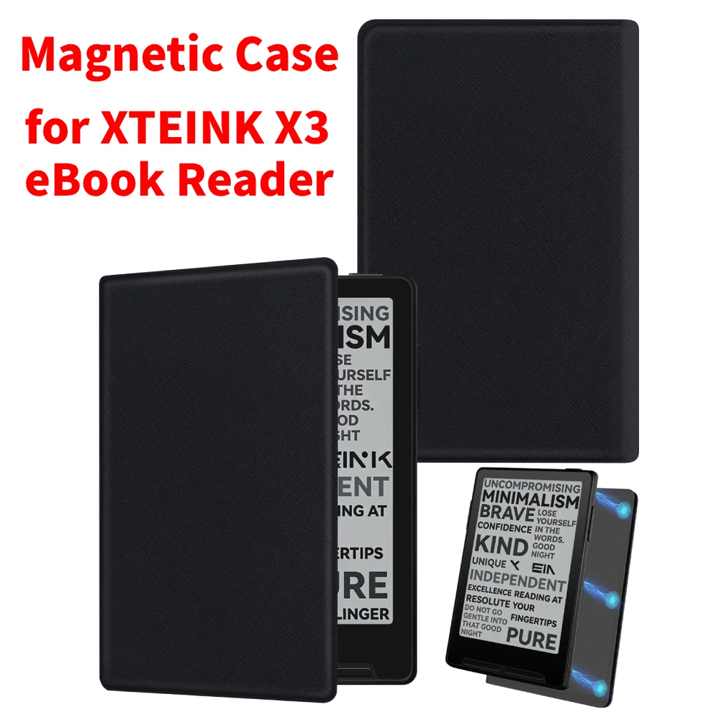 Magnetic Case for XTEINK X3 eBook Reader PU Leather Protective Cover for XTEINK X3 E-Reader Anti-Scratch Protection Shell
