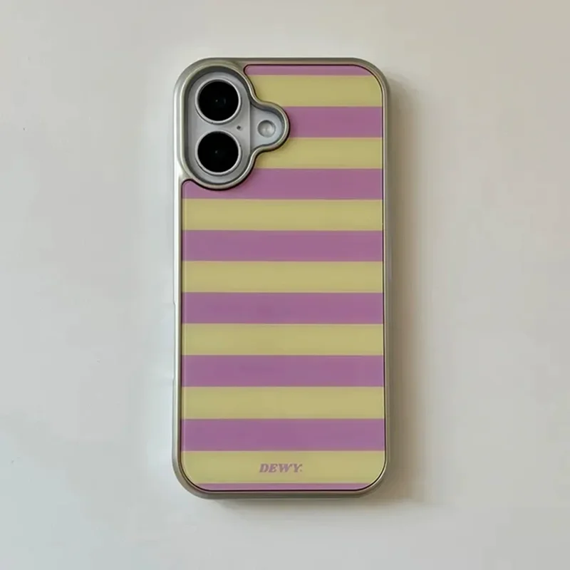 Korean Ins Simple Gentle Versatile Contrasting Color Stripes Phone Case For Samsung S26 PLUS 25 EDGE 24 FE 23 ULTRA Cover view 5