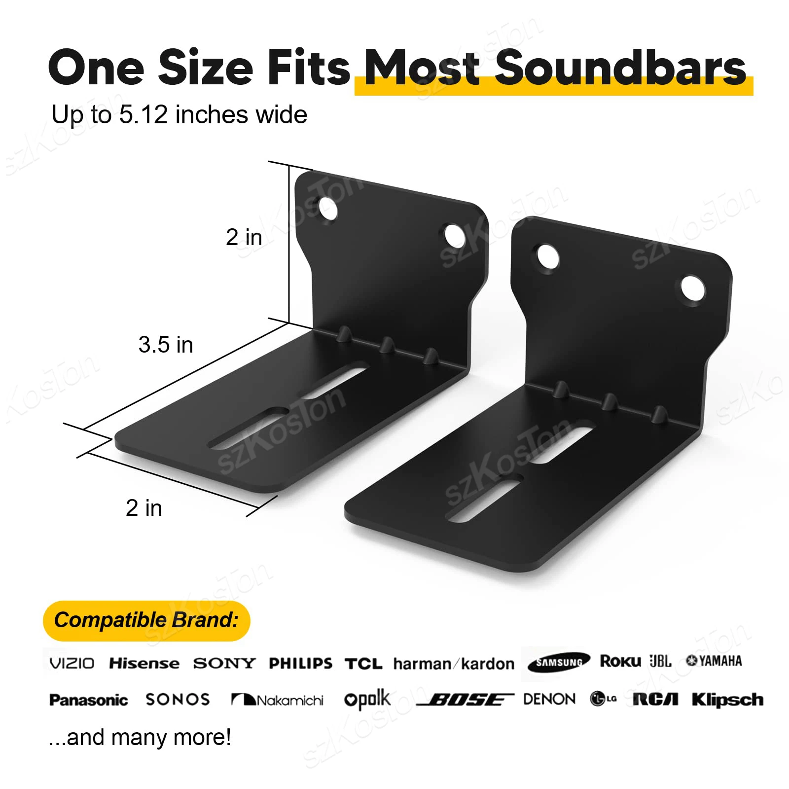 2 ชิ้น Soundbar Mount Wall วงเล็บภายใต้ทีวี Universal Sound bar Mounts ผู้ถือขาตั้งลําโพงสําหรับ Samsung Bose LG Sony JBL