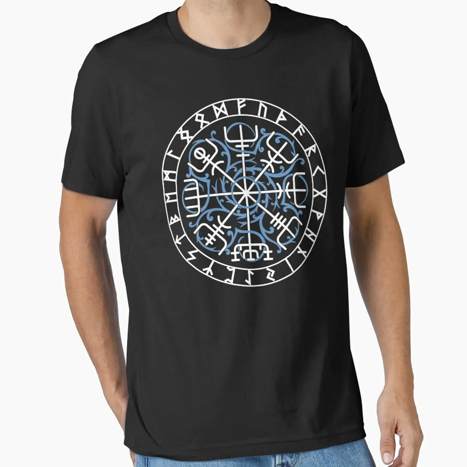 Vegvisir Runes Norse Pagan Viking Compass Knotwork Essential T Shirt vintage Washed Stretched Comfortable streetwear homme Soft