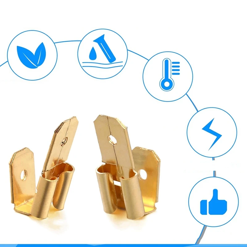 Hot Sale Piggyback Spade Connectors, 3 Way Adapter Dual Male To Single Female Brass Quick Disconnect Connectors