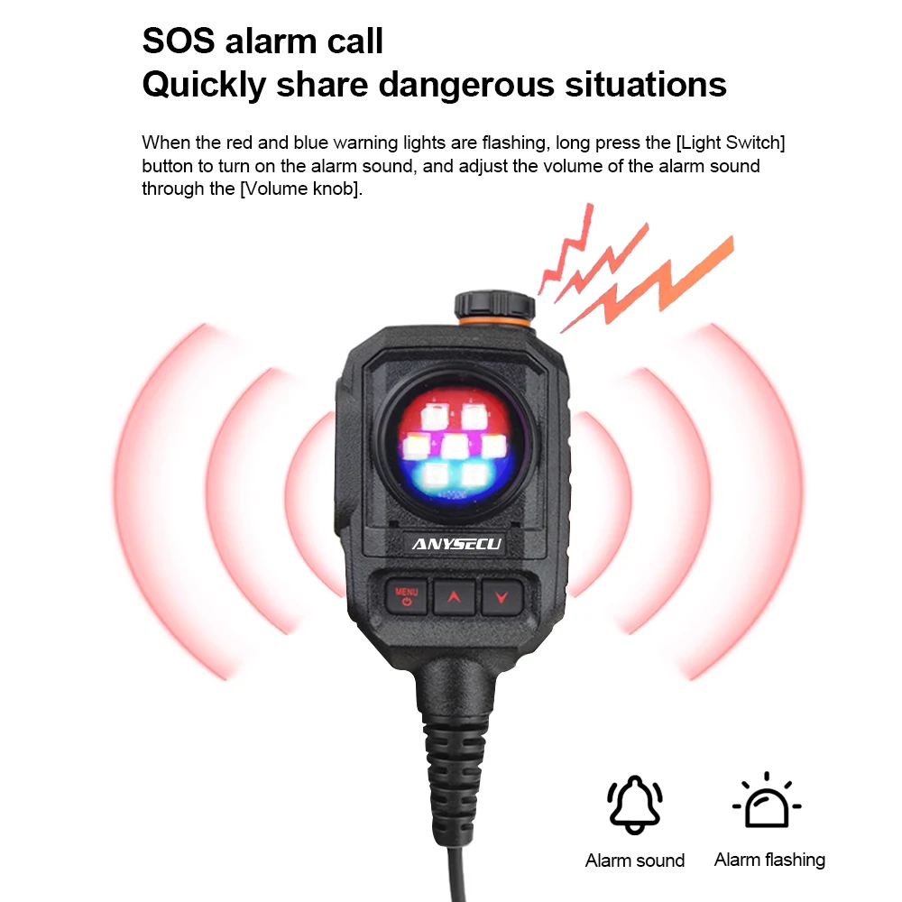 ANYSECU SenHaix Microfono a spalla Tipo C o K Connettore testa con luce stroboscopica per TYT Anysecu Baofeng GT-12 W8 Radio bidirezionale