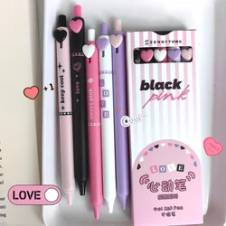 Love Heart Gel Pen Voor Studenten Knop Gel Inkt Pen 0.5Mm Zwart Bijvullen Schrijven Snel Droog Neutraal Pen Schoolaanbod