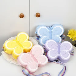 Butterfly Princess Silicone Coin Purse for Girls Toddler Wallet Crossbody Purse for Kids Cute Mini Crossbody Bag Shoulder Bag