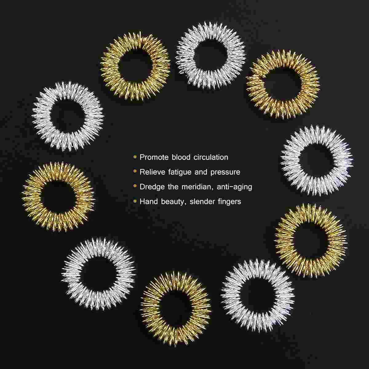 PIXNOR 10pcs Chinese Medicine Acupressure Massage Rings (Random Color) Finger massage ring Chinesse massage ring