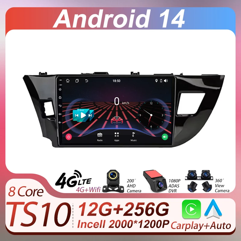 

2 Din Android 14 Autoraido For Toyota Corolla 11 2012 - 2016 Car Radio Multimedia Player Stereo Carplay Navigation GPS BT Wifi