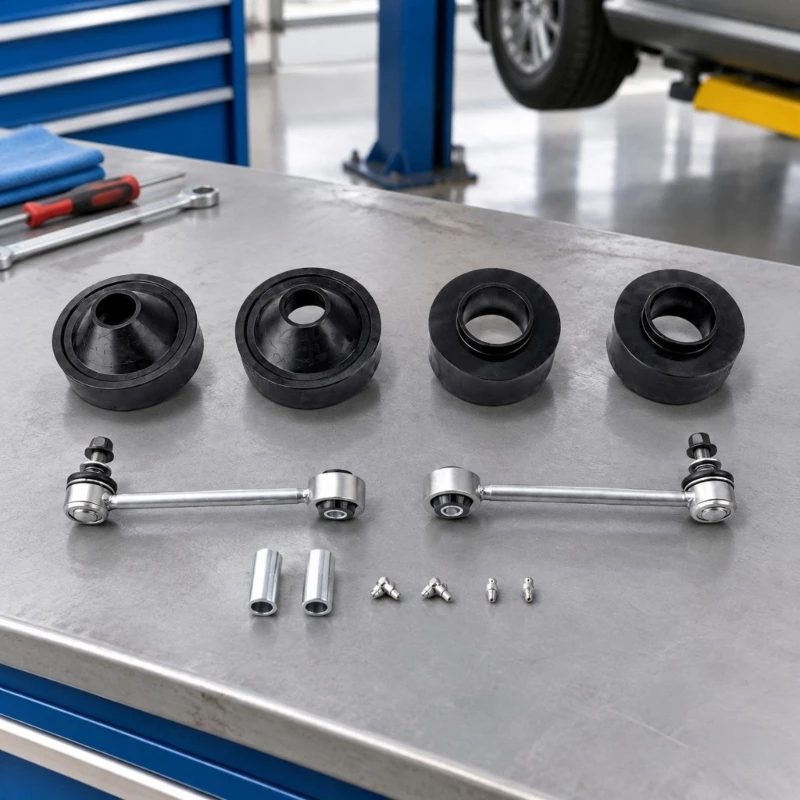 Suspension Leveling with Front and Rear Plastic Spring Spacers, Extended Front Bar End Rods, and Installation D7YA