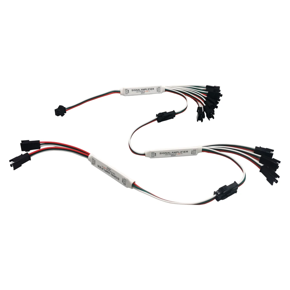 Mini pasek LED TTL wzmacniacz sygnału Repeater do WS2812B WS2811 SK6812 DC5V 3Pin RGBIC adresowalny moduł oświetlenie pikselowe 1 do 2/4/8