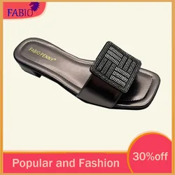 FABIO PENNY Women's Shiny Water Brick Slippers Low Heel Leisure Vacation Sandals Exquisite Fashion Ladies Footwear