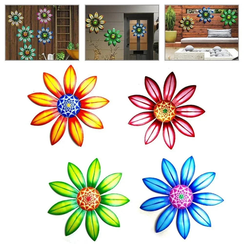 1pcs Metal Flower Wall Decor Art Sculpture Hanging Ornament Home Room Garden Courtyard Decoration