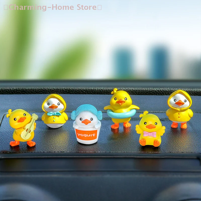 

【M】6 шт. аниме фигурка маленькая желтая утка модель декор милые украшения на автомобиле авто аксессуары для интерьера для девочек подарки