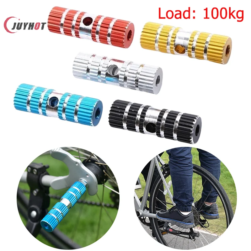 1Pair Bike Pedals Axle Foot Rest Pegs Anti-Slip Aluminum Alloy BMX Mountain Road Bicycle Front Rear Socle Pedal Cycling Parts