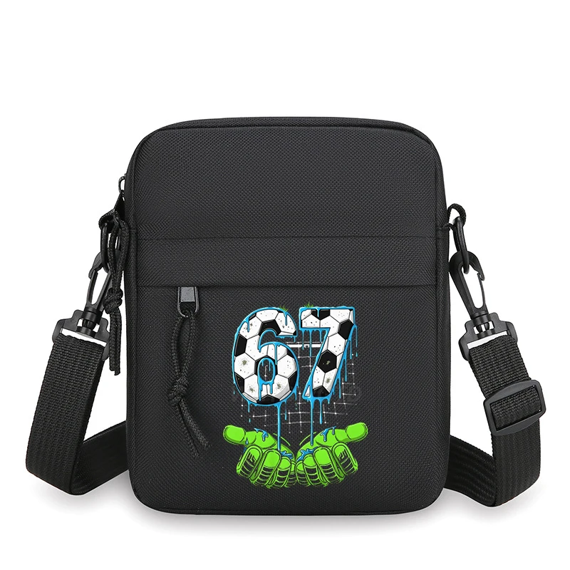 Soccer Six Seven Shoulder Bags Kid Fashion 67 Trend Zipper Small Crossbody Bag Casual Meme Italian Brainrot Unisex Messenger Bag