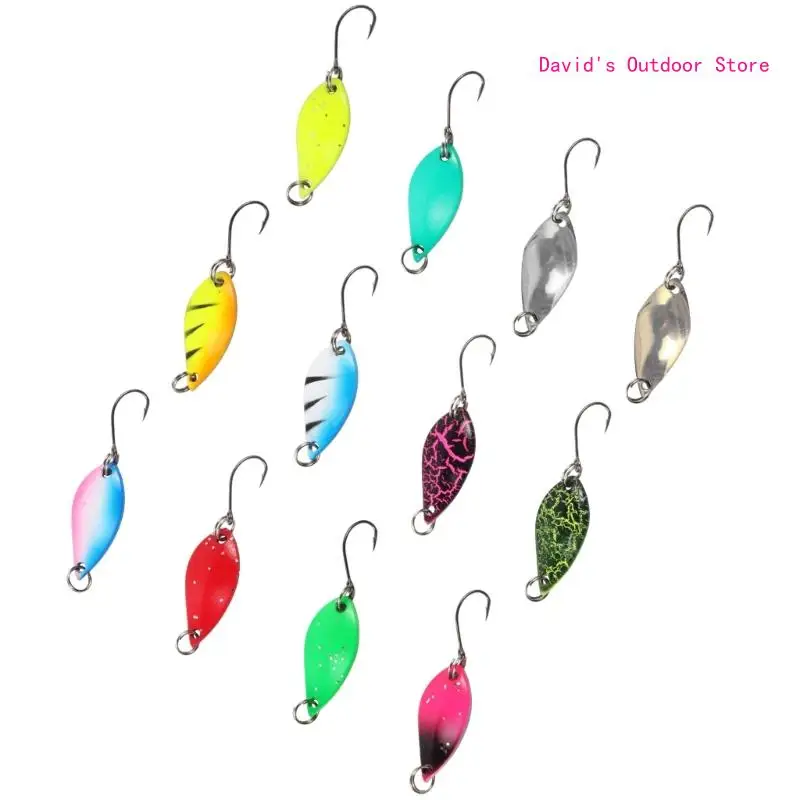 

12Pcs Spoon Metal Hard Spinner Baits Fish Lures Spinner Swimbaits Colorful Sequins Lures Baits Single Hook Fishhooks X3UA