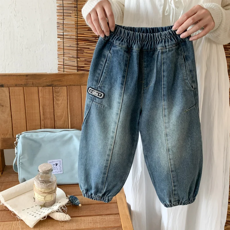 

Trendy Casual Boys Jeans Spring Autumn High Waist Loose Straight Leg Korean Sle Cotton Denim Faionable Kids Clothing