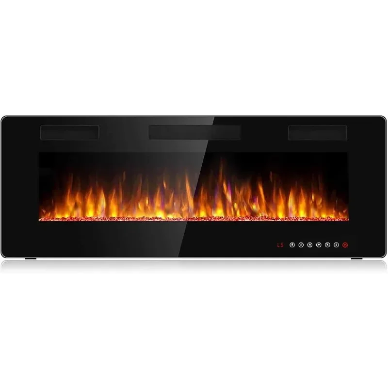 

BOSSIN 50 inch Ultra-Thin Silence Linear Electric Fireplace, Recessed Wall Mounted Fireplace, Fit for 2 x 4 and 2 x 6 Stud