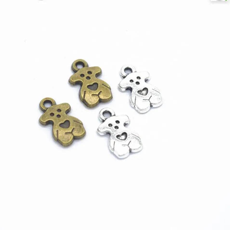 100pcs 14*8mm Cute Bear Charm Kawaii Bear Charms Dancing Bear Charms Vintage DIY Accessories For Jewelry Making F0114