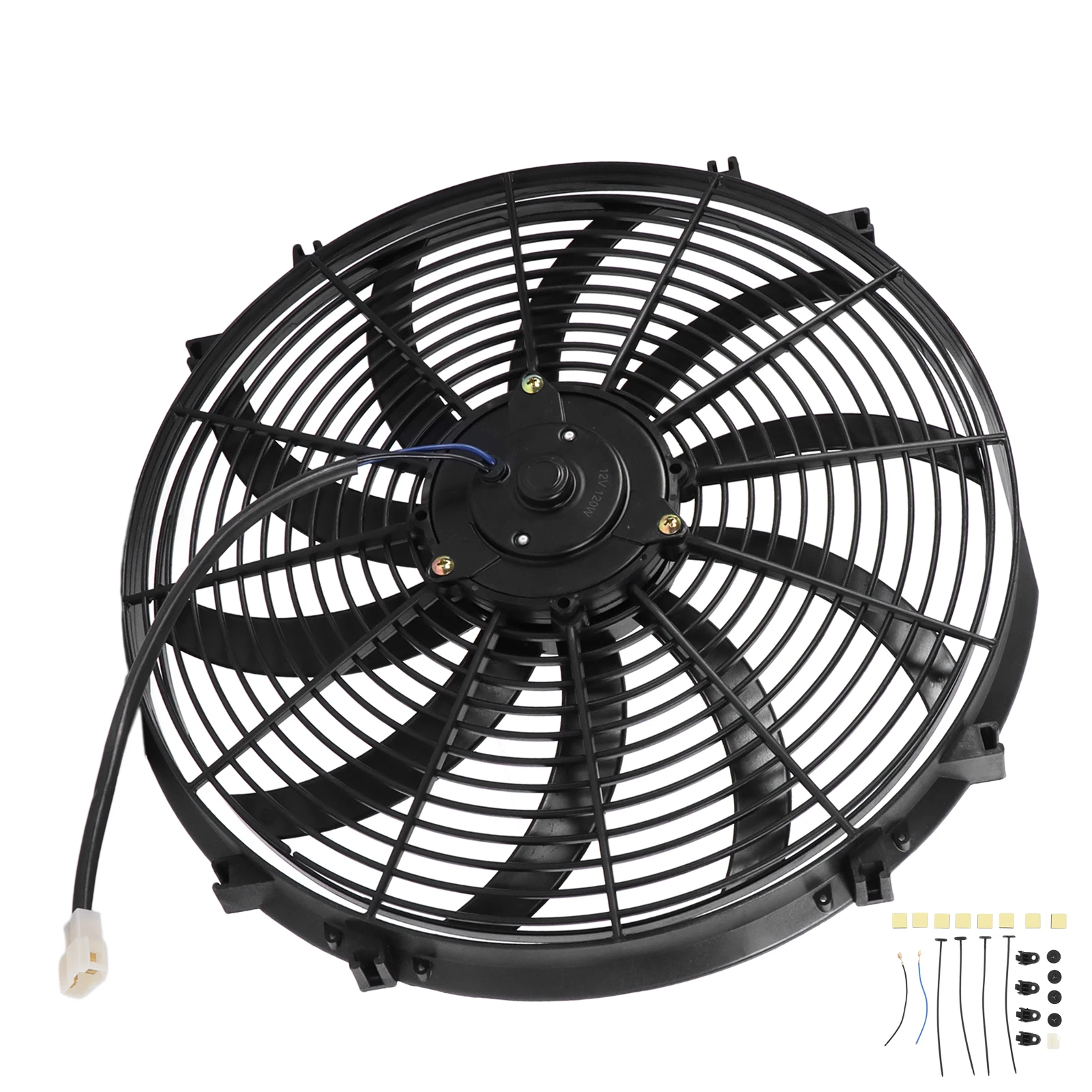 Car Air Conditioner Electric Fan 16in 10 Blades Push Pull Modification Replacement for Trucks RVs DC 12V