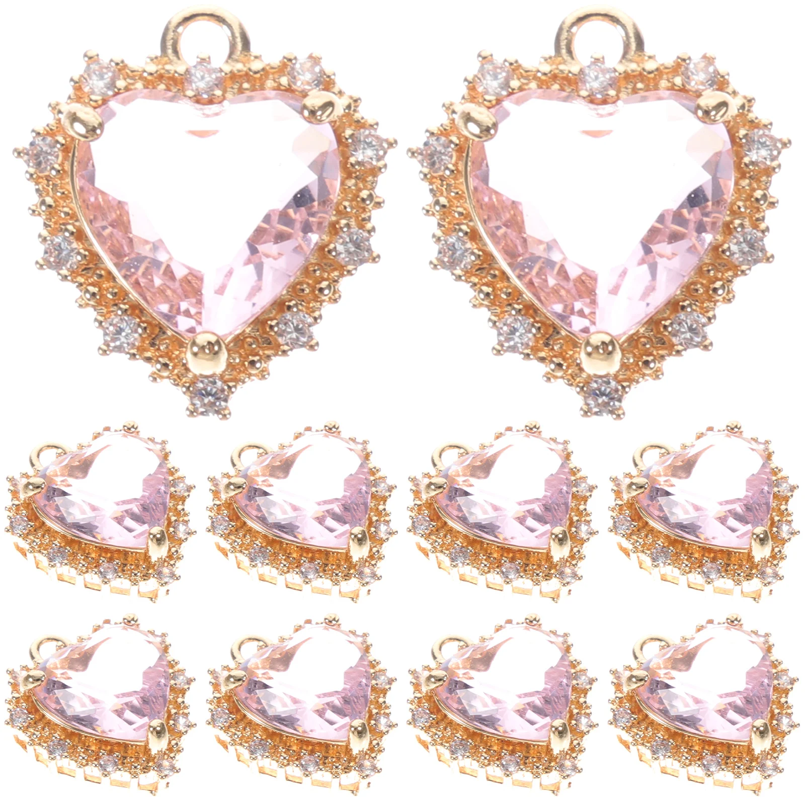 

10pcs Heart Pendant Bracelet Necklace Jewelry Lightweight Copper DIY Craft Earring Charms Ornaments Accessories