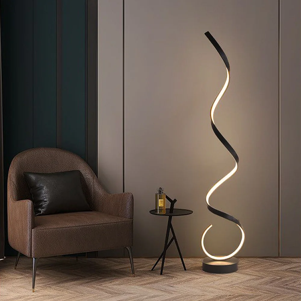 Modern LED Floor Lamp Minimalist Bedroom Bedside Black Floating Light Living Room Sofa Study Reading Lights Fixtures