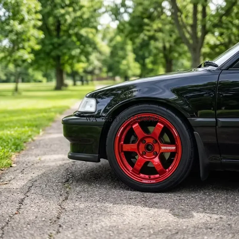 wmwmnu Te37 Design 15 Inch 4 Hole Aluminum Racing Car Rims JDM Wheels 4x100 Candy Red for Passenger
