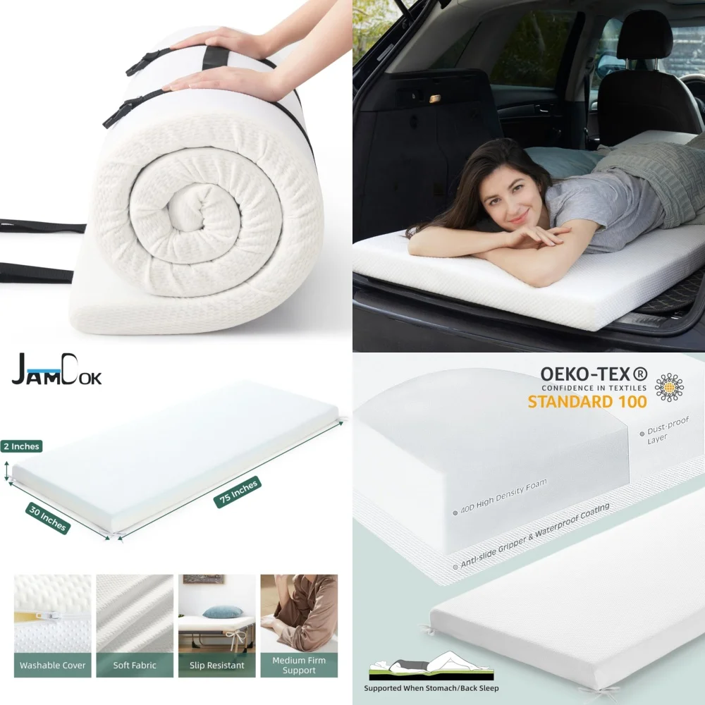 

Mattresses2 Inch Foam Mattress Topper for Camping Cot Sofa Bed Narrow Twin Size Comfortable Support