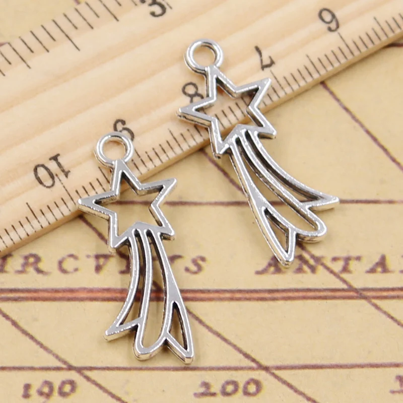 25pcs Charms Rising Stars 31x13mm Tibetan Silver Color Pendants Crafts Making Findings Handmade Antique DIY Jewelry