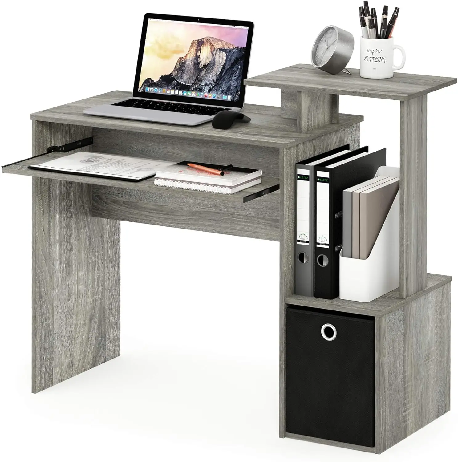 

Multipurpose Home Office Computer Desk with Keyboard Drawer, French Oak Grey Finish