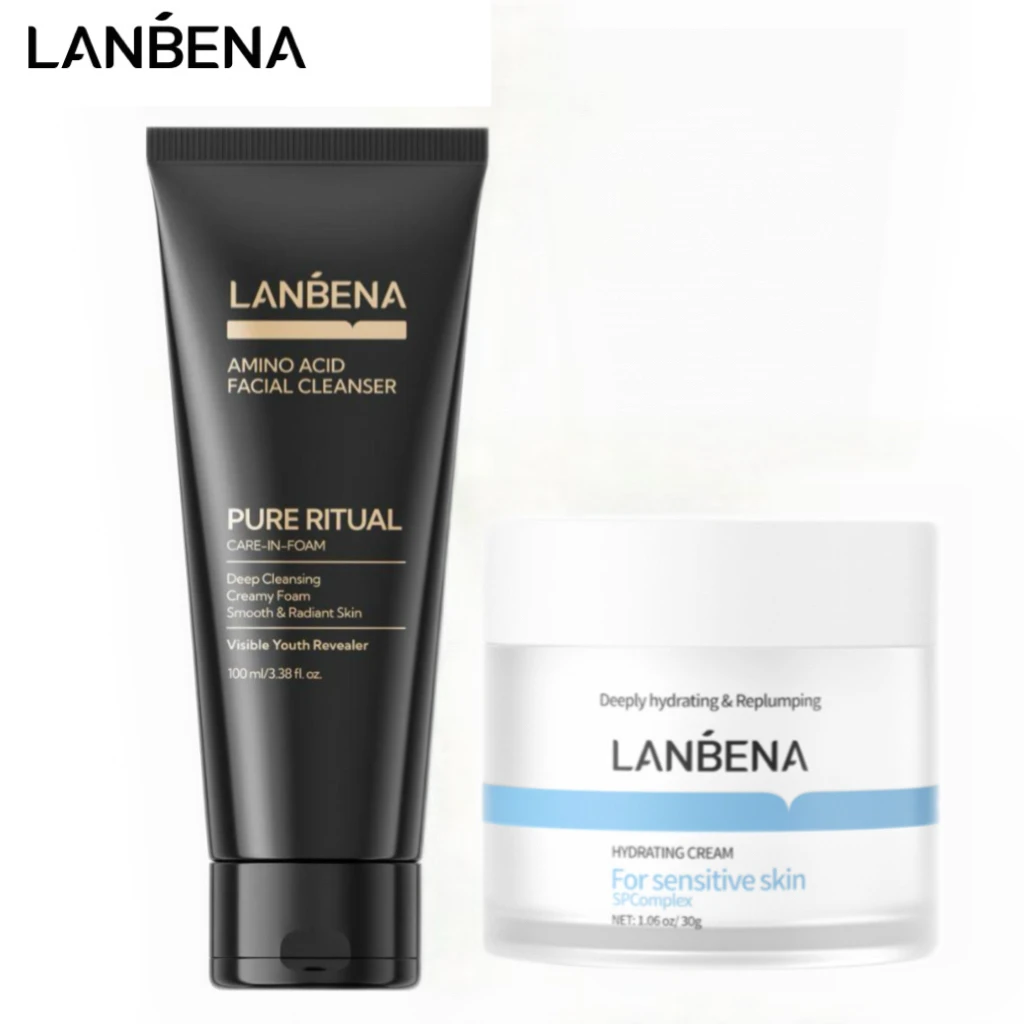 LANBENA Limpador Facial Suave com Aminoácidos, Controle de Oleosidade, Hidratante, Creme de Áci