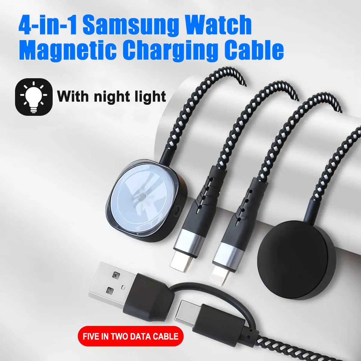 

Зарядное устройство Watch Whiress для Samsung Watch, кабель для быстрой зарядки для Samsung Watch, совместимый с сериями Samsung Watch, iPhone и AirPods.