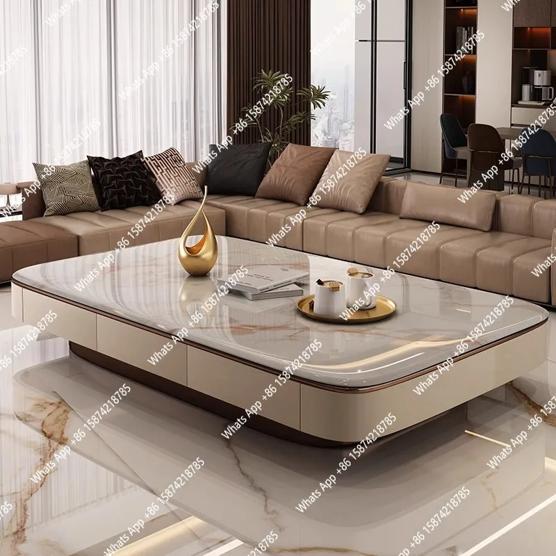 

Французский роскошный каменный журнальный столик, современная простая вилла, гостиная, новый светлый роскошный высококачественный бытовой мраморный квадратный столик