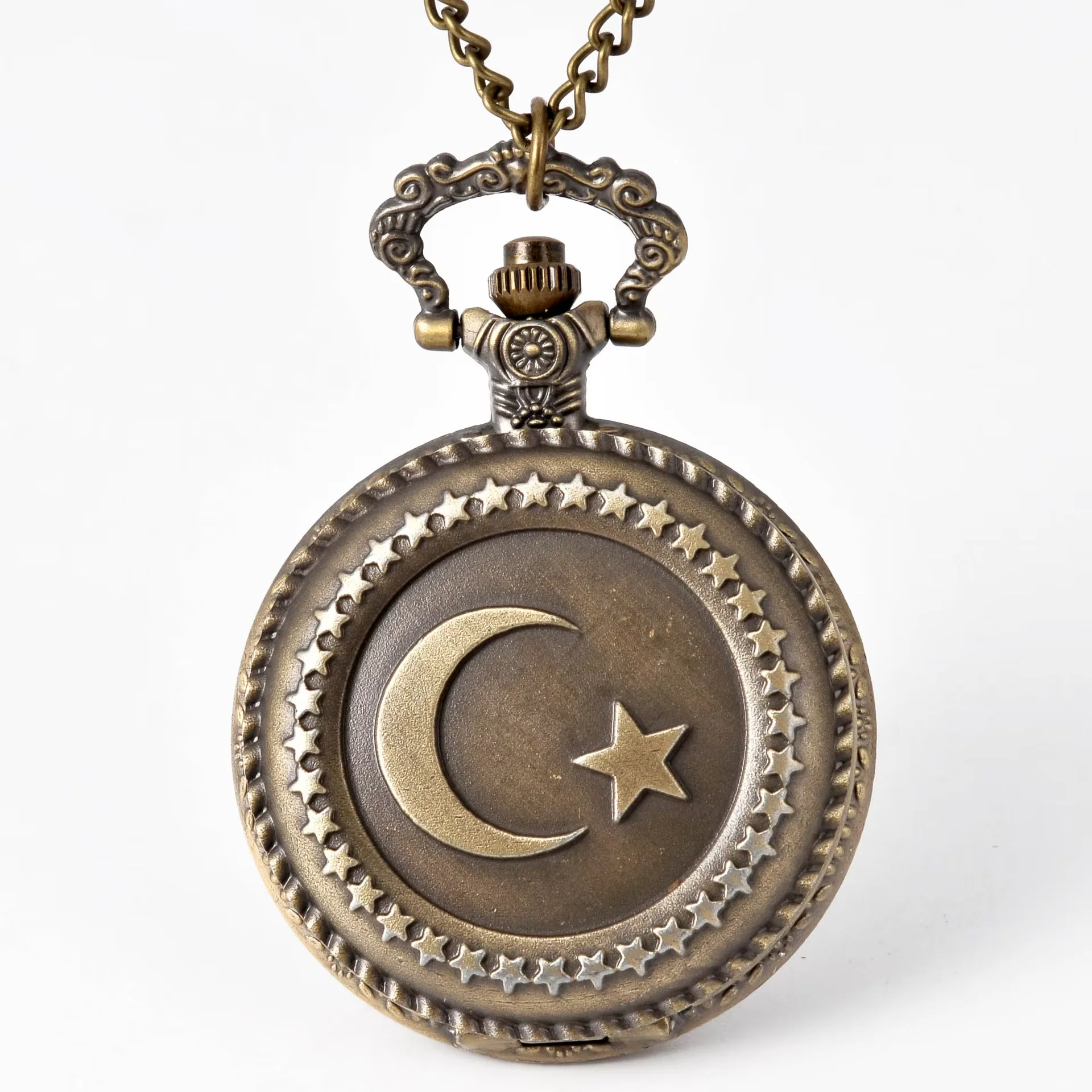 

8113 Vintage Pocket Watch Bronze Pocket Watch Design Moon Star Circle Quartz Antique Pocket Watch for Men and Women Nice Gift