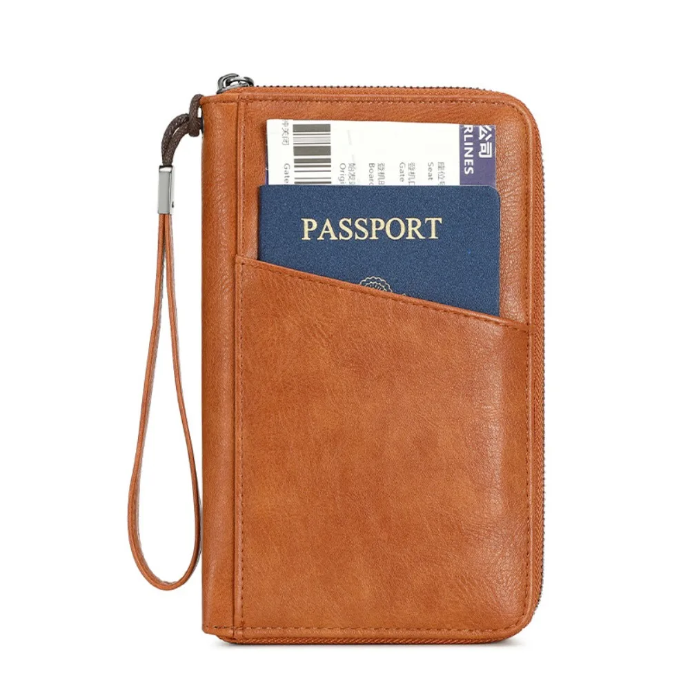 

PU Leather Passport Clip Wallet Anti-Theft Large Capacity RFID Passport Holder Wear-Resistant Waterproof Travel Document Bag