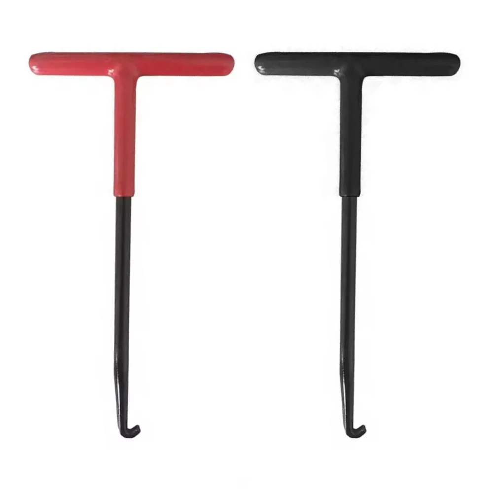 1 قطعة خطاف بنابض ماسورة العادم للدراجات النارية دراجة الكربون الصلب المعادن T مقبض خطاف بنابض أداة الربيع أداة إزالة الصواميل أسود/أحمر #2