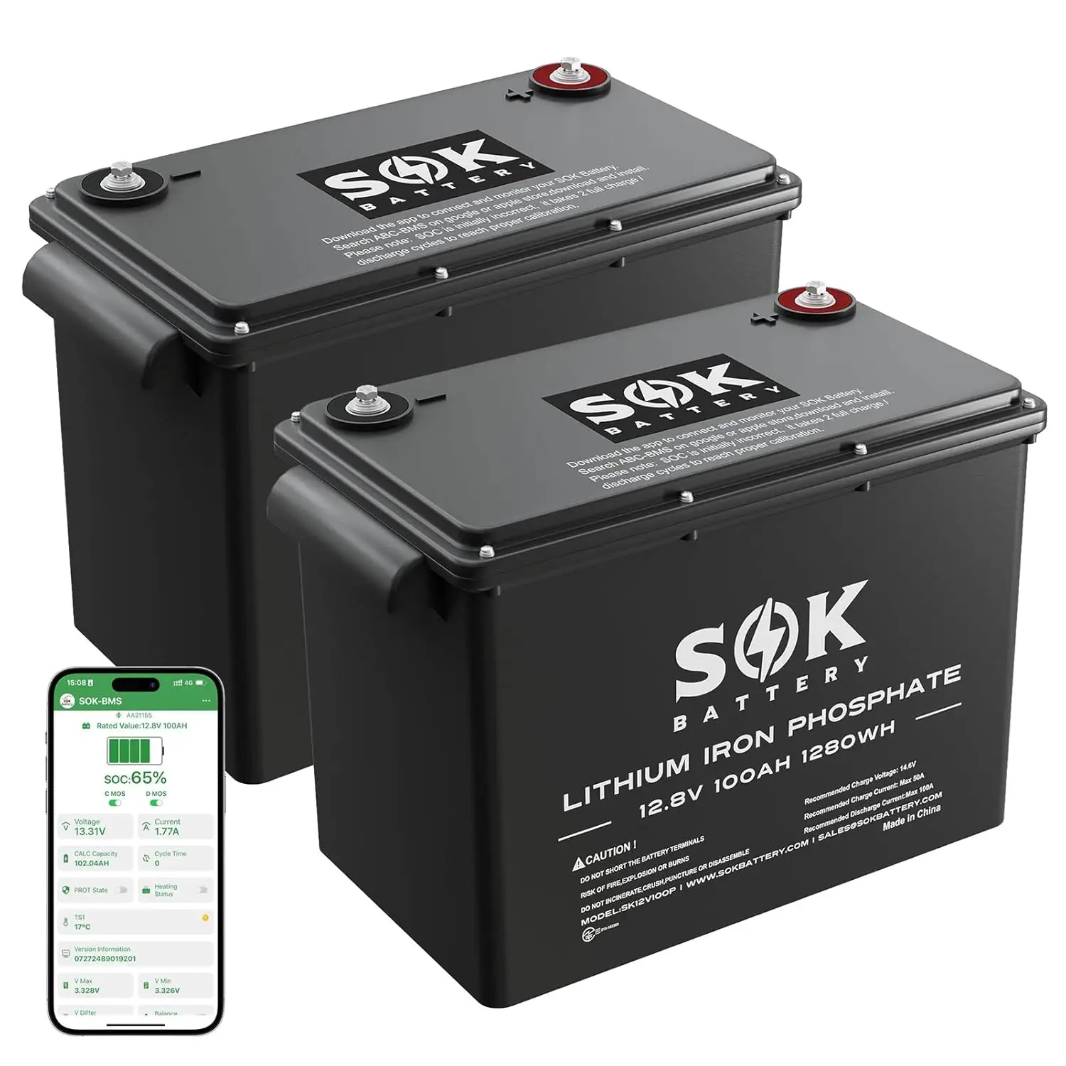 

Комплект из 2 аккумуляторов LiFePO4 12В 100Ач, водонепроницаемые (IP65) морские аккумуляторы для троллинговых моторов, 4000-8000 циклов, на заказ