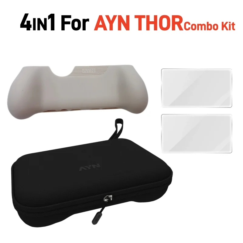 For AYN THOR Handheld Game Console - White TPU Grip + Hard C