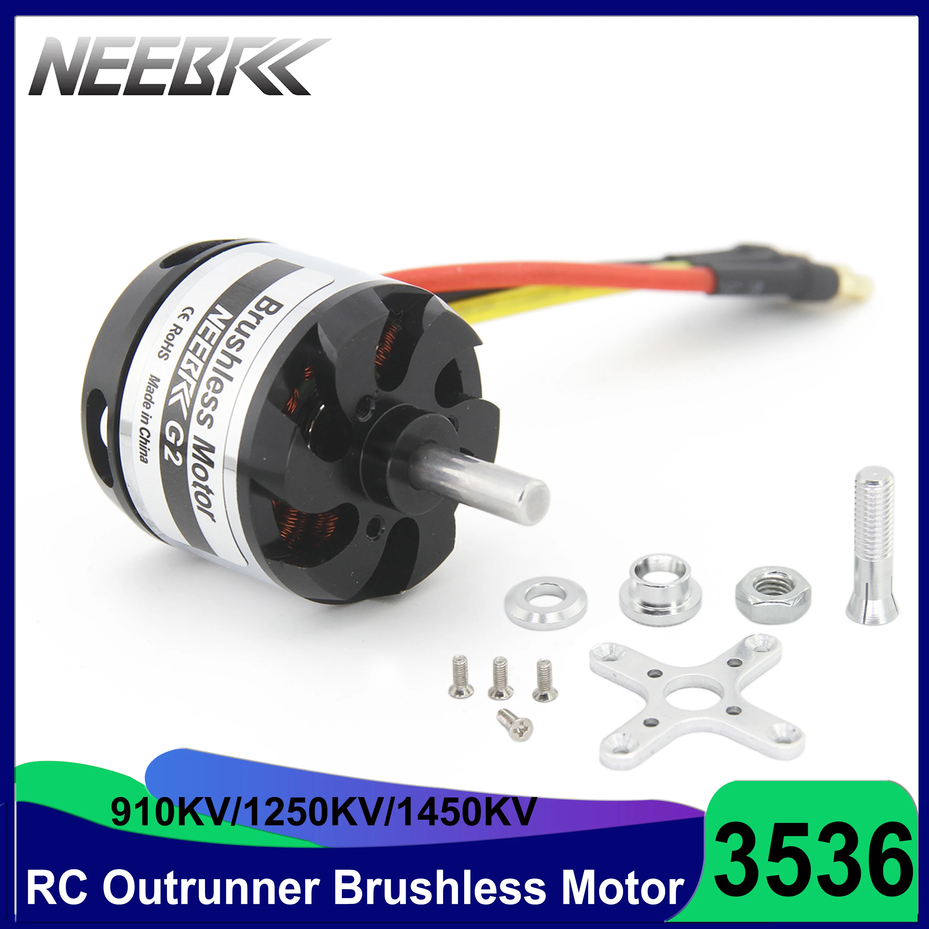 

NEEBRC 3536 910KV 1250KV 1450KV Outrunner Brushless Motor for RC Plane Fixed-wing FPV Racing Drone Helicopter Engine Quadcopter