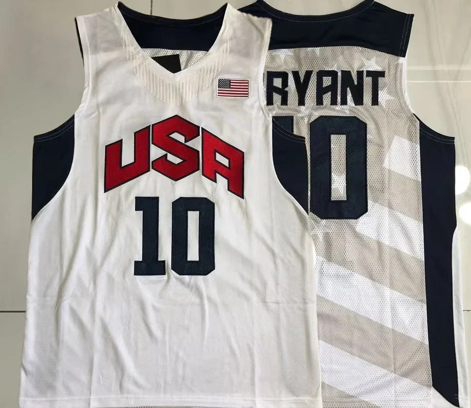 2 Colors Dream Team 10# Bryant Basketball Jerseys Navy White All Stitched Throwback