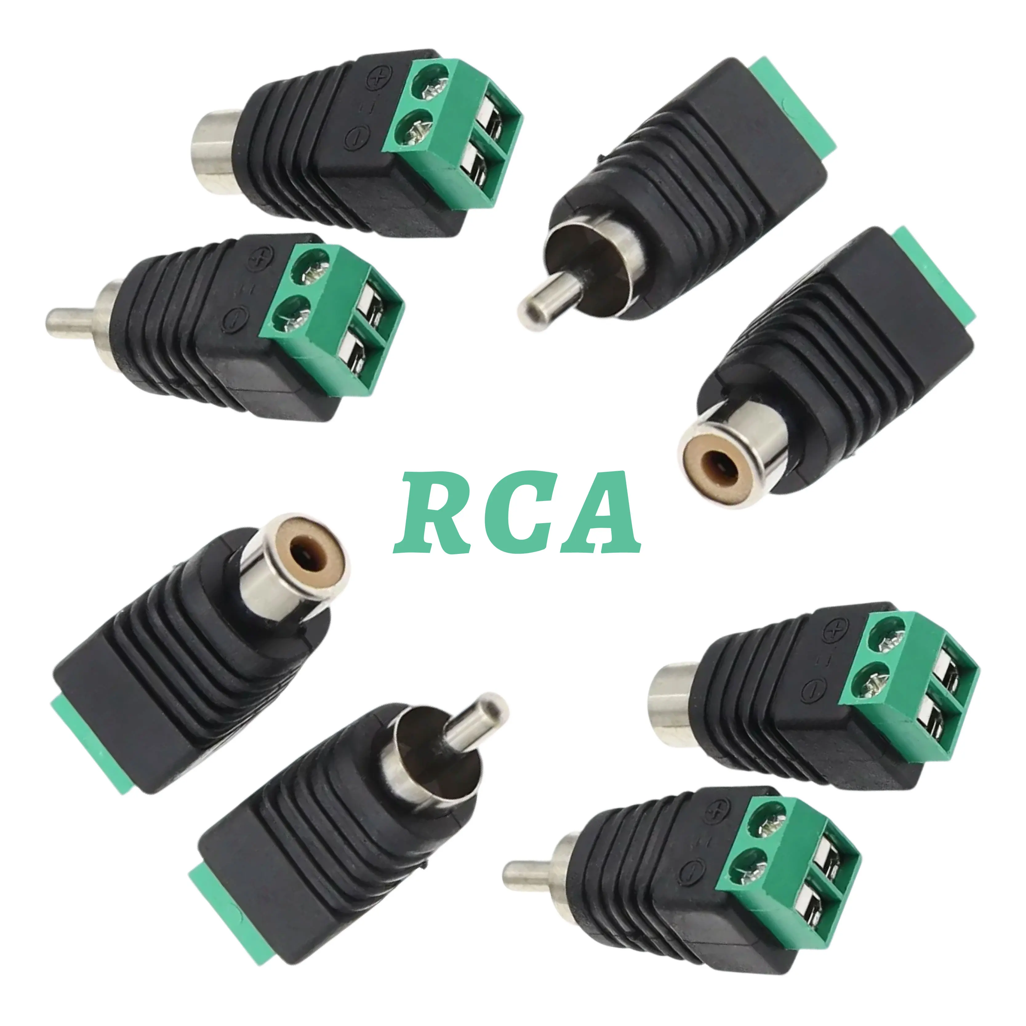 10Pcs AV Male and Female Plug RCA Press Terminal Monitoring Accessories Welding-free Audio Camera Speaker Cable Connector