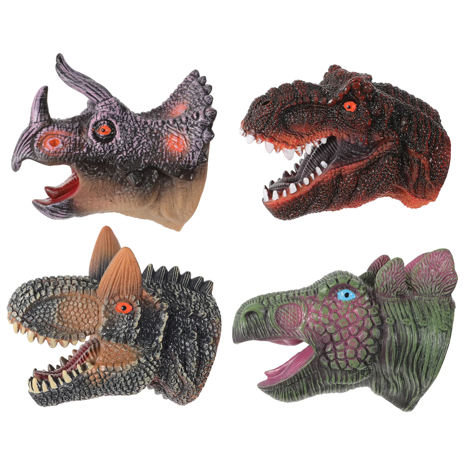 4Pcs Safe Dinosaur Hand Puppets Premium Materials Movable Teeth Jaw for Kids Imaginative Play Storytelling Interactive Hand