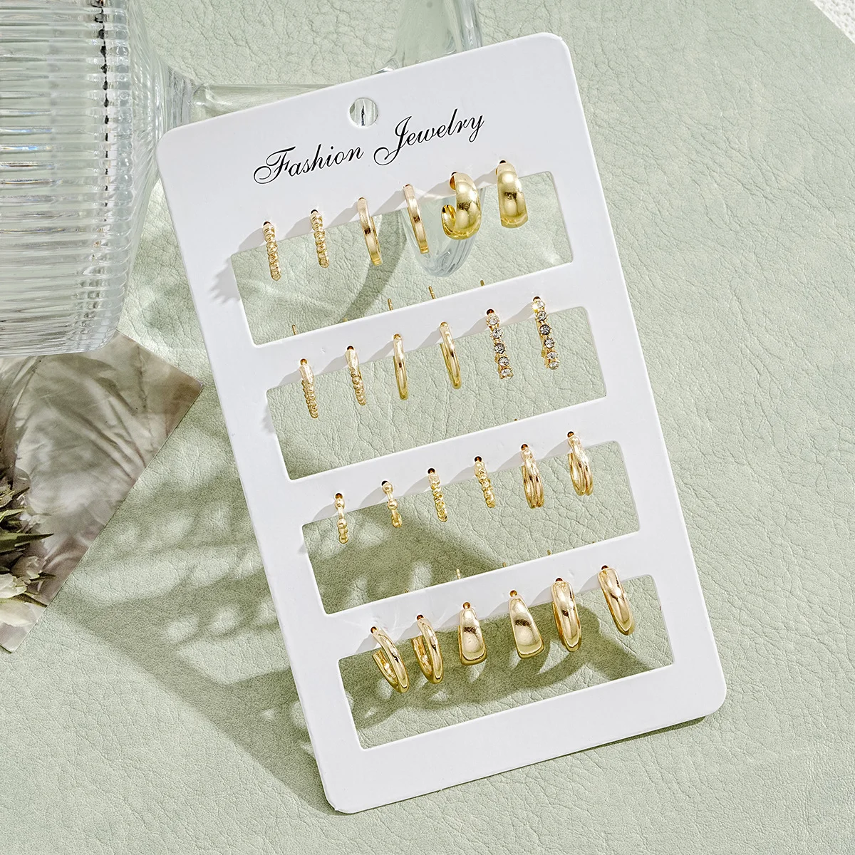 24pcs Fashion Rhinestone Small Hoop Earring Set Minimalist Everyday Earrings For Women Jewelry Date Holiday Anniversary Gift New