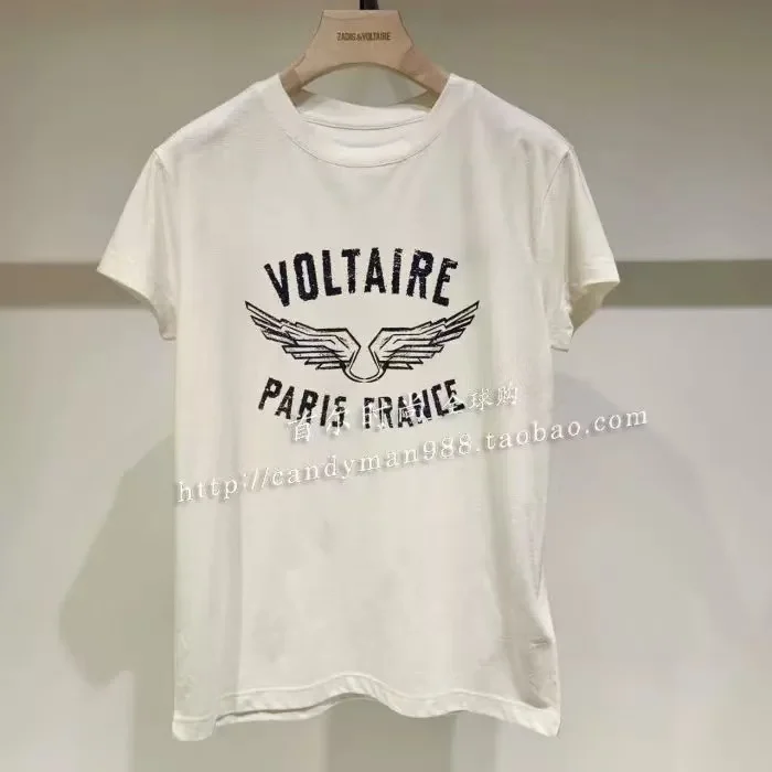 2025 Z-voltaire Zadig Printed Women T-shirt Plus Size Casual Short Sleeve Y2k Fashion Brand Harajuku Female Top Tees Lady Tshirt