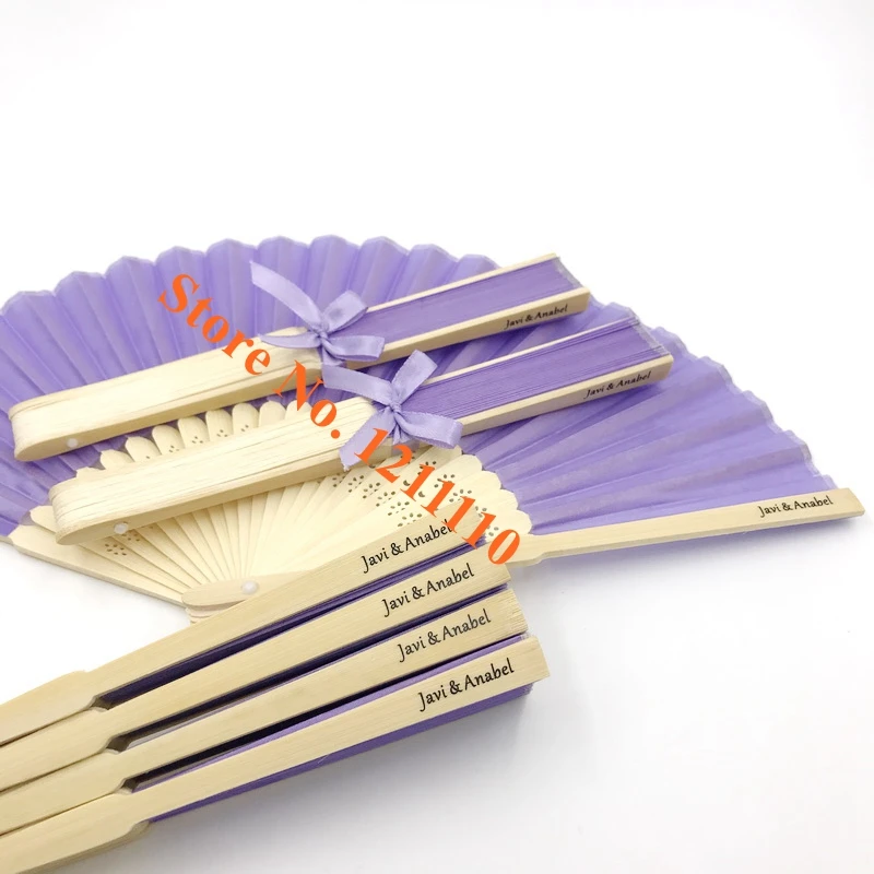 Imagem -04 - Folding Bambu Hand Fan Favores de Casamento Personalizados Tecido Colorido Impressão Personalizada Nome e Data do Casal 80 Pcs 90 Pcs Novo