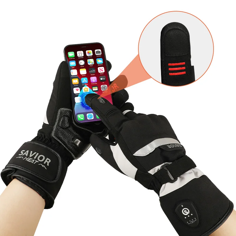 Heated Winter Motorcycle Gloves Touchscreen Rechargeable Electric Heated Riding Motorcycle Gloves for Men - view 4