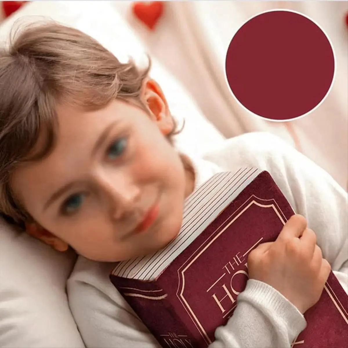 *A95Z Cozy Faith Bible Pillow - Plush Book Shape with Bible Verse, Perfect Christian Gift for Kids and Adults
