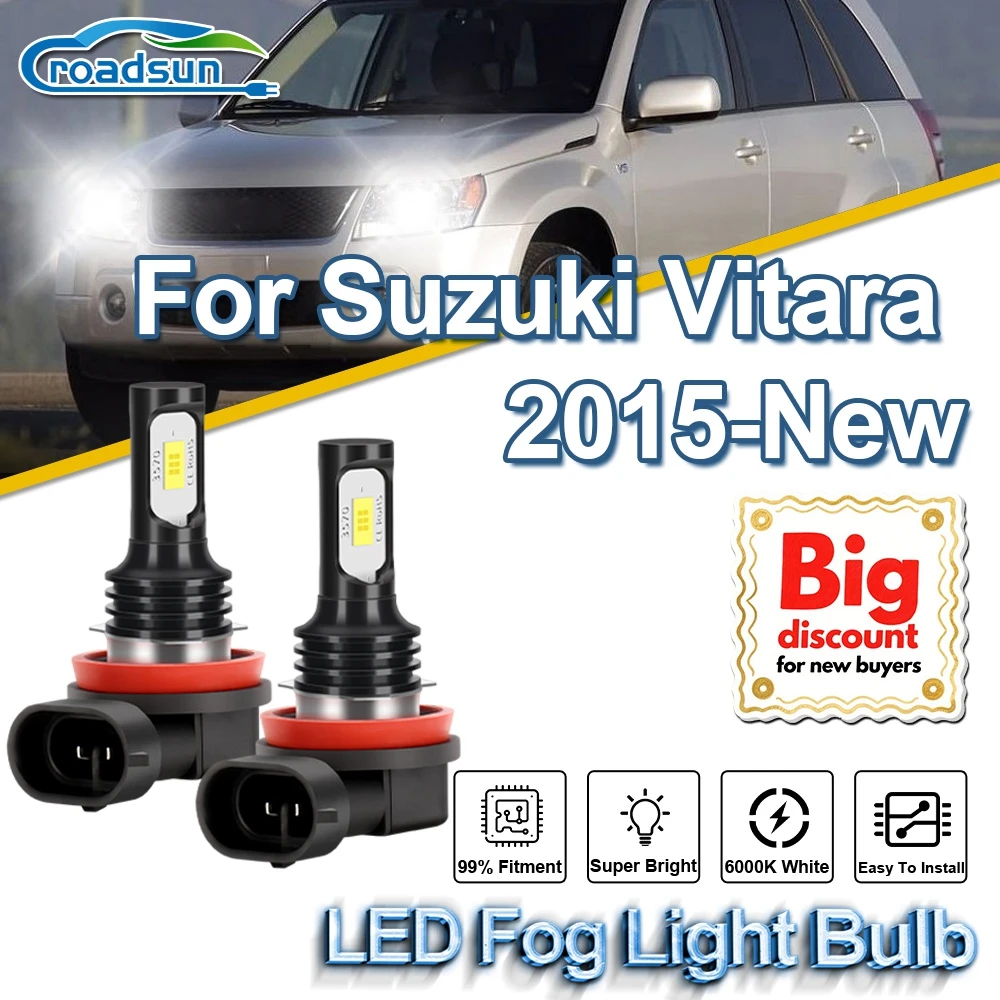 ROADSUN 2X Canbus LED Fog Light Bulbs Fog Lamp Ampoules For Suzuki Vitara 2015 2016 2017 2018 2019 2020 2021 2022 2023 2024 2025