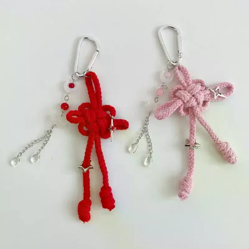 1Pcs Chinesischen Stil Ruyi Anhänger Handgewebte Nylon Seil Chinesischen Knoten Schlüsselbund Tasche Hängende Dekoration männer Auto Schlüsselring