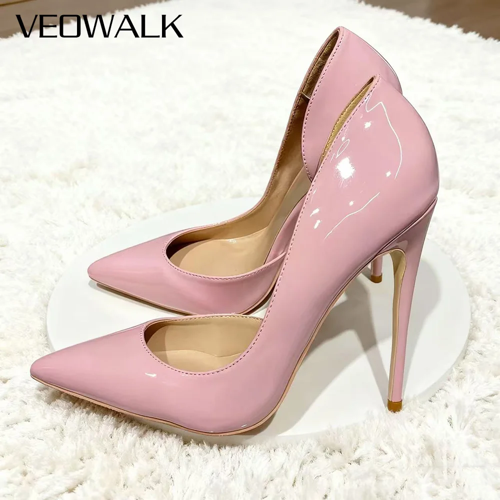 

Tikicup, 12 см, 10 см, светло-розовые лакированные кожаные туфли-лодочки на шпильке с острым носком, элегантные женские модельные туфли на высоком каблуке с гладким дизайном
